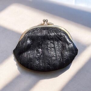 Eel Skin Kisslock Double Snap Coin Purse, Vintage